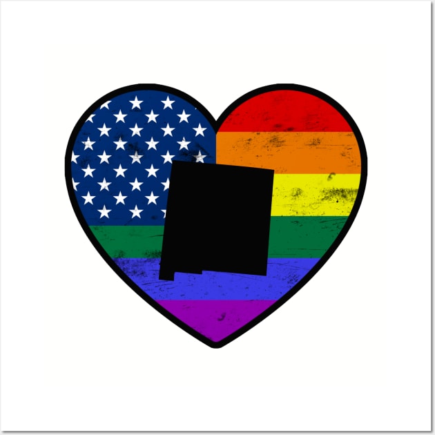 New Mexico United States Gay Pride Flag Heart Wall Art by TextTees